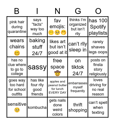 Liz bingo HAHAHAHA Bingo Card