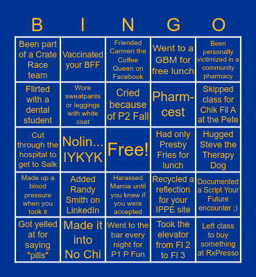PittPharmacy Bingo Card