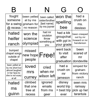 new hope GANG Bingo Card
