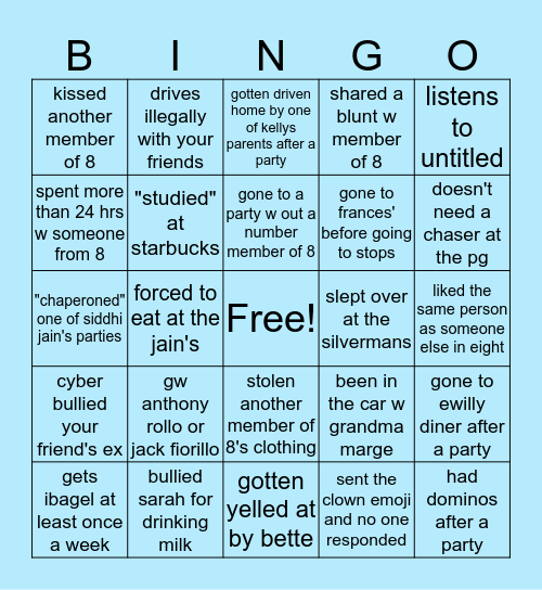 8 BINGO Card