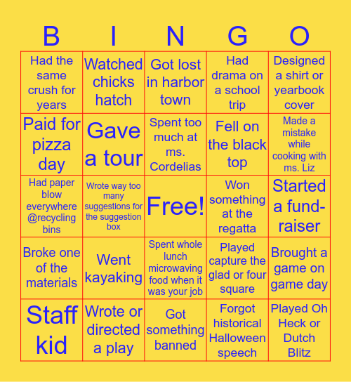 MMS Bingo Card