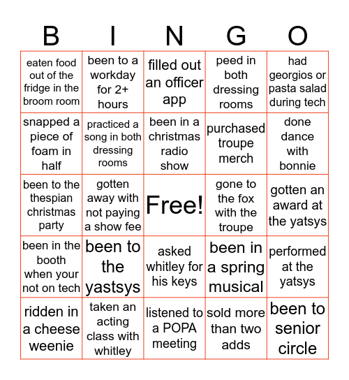 Troupe 3064 Bingo Card