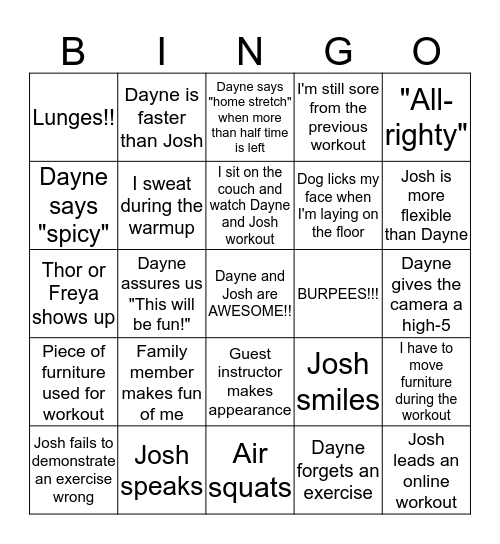 Targhee Athletics Bingo Card