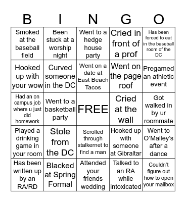 Westmont Bingo Card