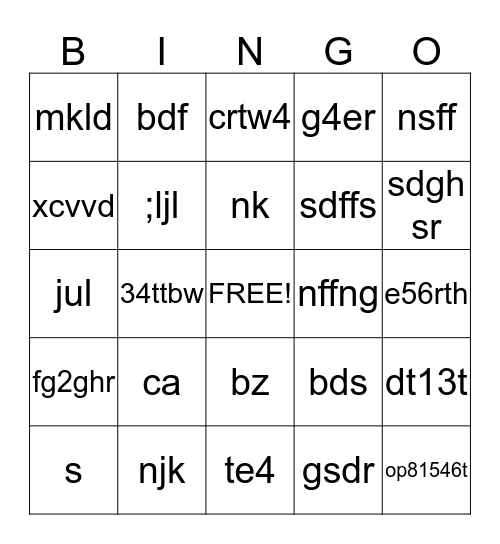 BINGO Challenge Bingo Card
