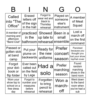 Band of Indians Bingo Card