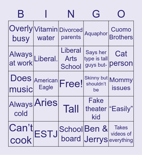 Lizzy Long Legs Bingo Card