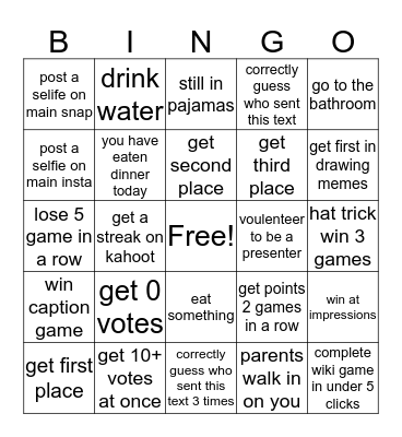 QUARANTINE OLYMPICS BINGO Card