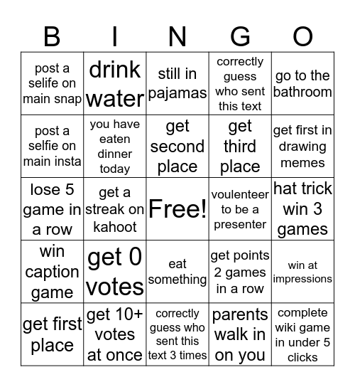 QUARANTINE OLYMPICS BINGO Card