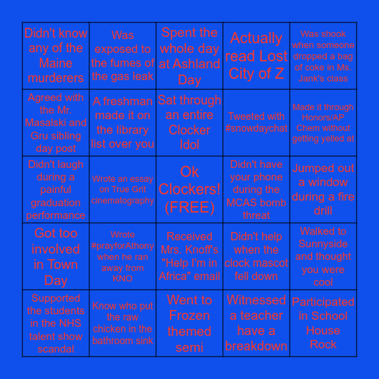 AHS Bingo Card