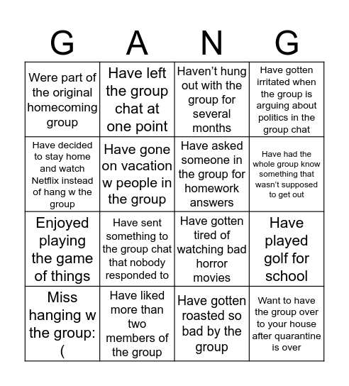 GABE ITCHES BINGO (cross out a square if you...) Bingo Card