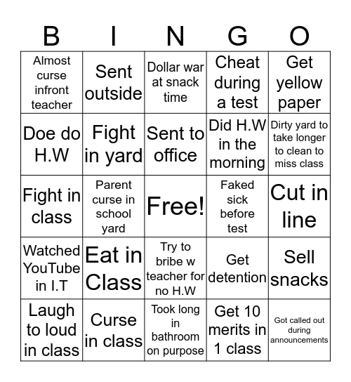 S.M.A BINGO Card