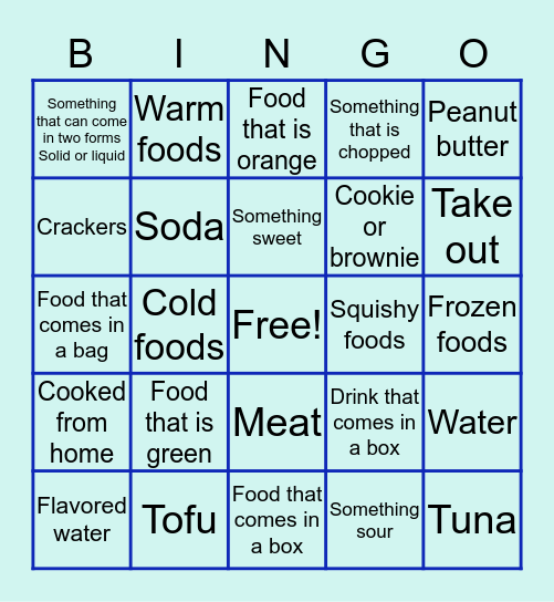 Food at Home Bingo Card