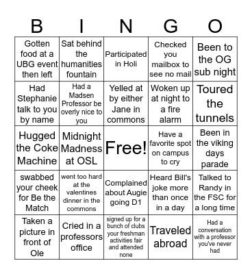 Augustana Bingo Card