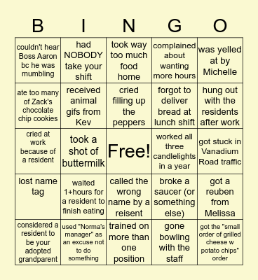 Vanadium Woods Bingo Card