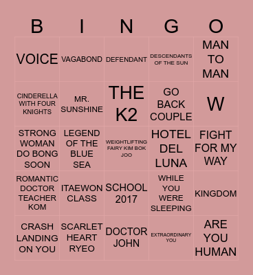 KOREAN DRAMA Bingo Card