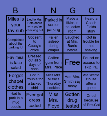 TRINITY BINGO Card