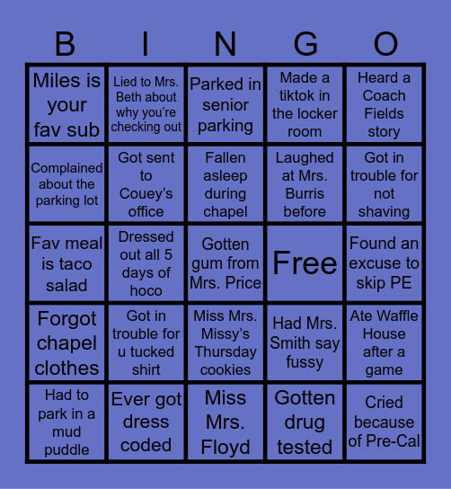 TRINITY BINGO Card