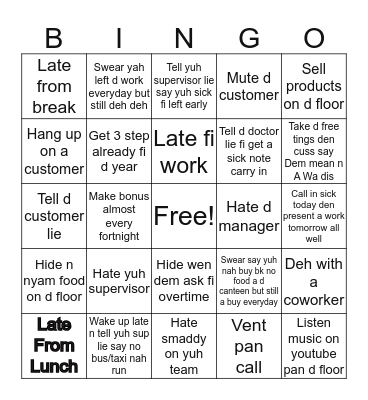Call Center Bingo Card