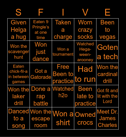 Starting 5 bingo Card