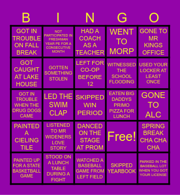 BGHS BINGO Card