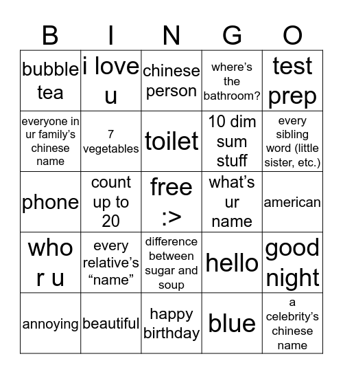 things u can say in canto by @grasses_are_green Bingo Card