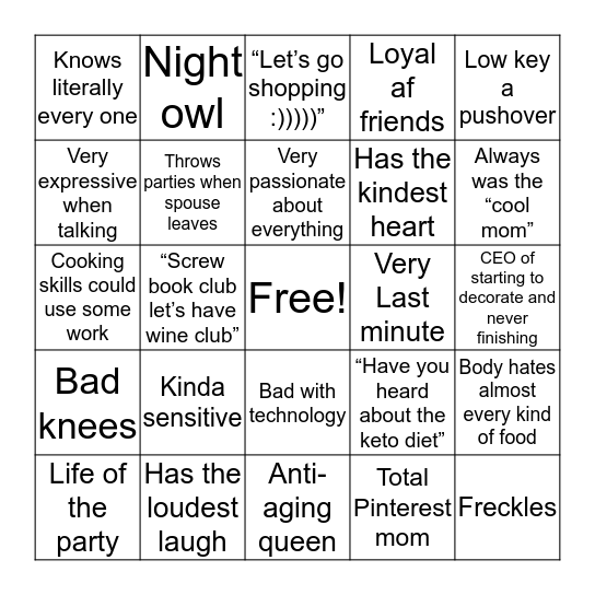 Laura Bingo Card