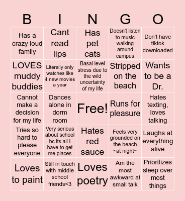 Kara's Bingo Card