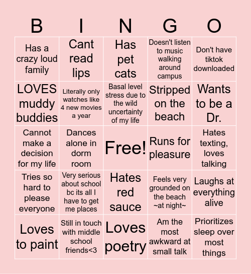 Kara's Bingo Card