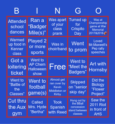 AHS 🦡❤️🐾 Bingo Card