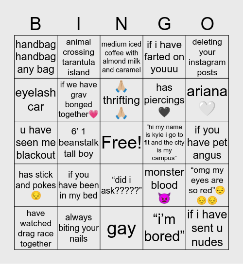 kyle bingo💗 Bingo Card