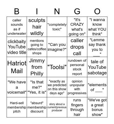 David Pakman Bingo Card