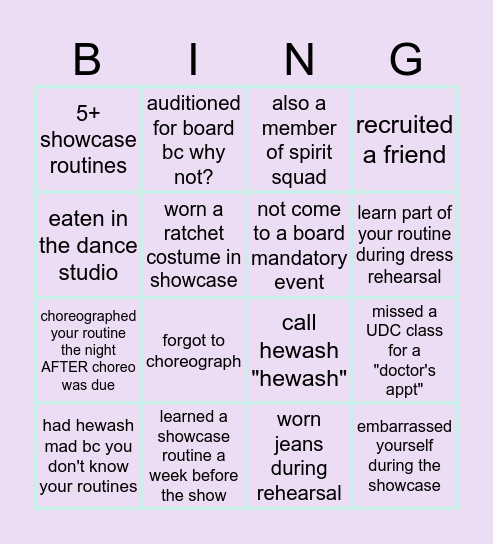 UDC Board Bingo Card