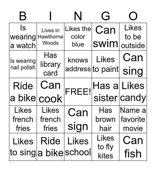 Who do you know? Bingo Card
