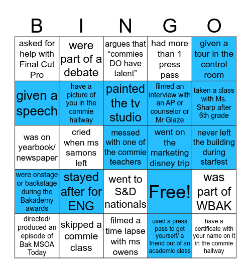 Bak Communications Bingo! Bingo Card