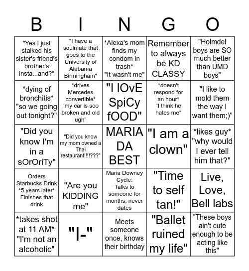 The Essence of Maria Downey Bingo Card