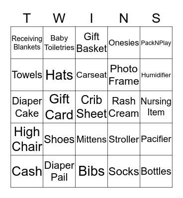 Baby Twins Bingo Card