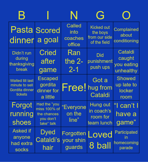 Eastwood Girl’s Soccer Bingo Card