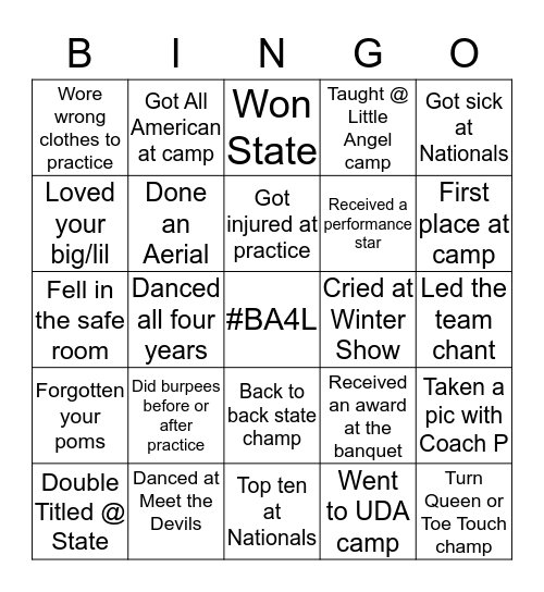 Blue Angel Bingo Card