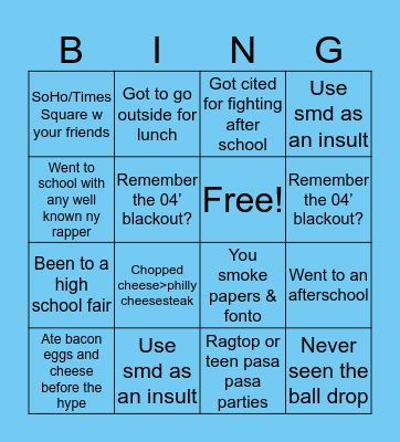 NYC BINGO 😭 pt ✌️ Bingo Card
