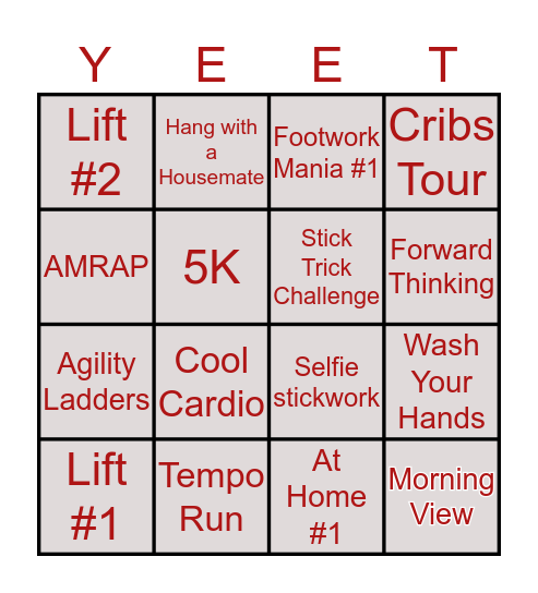 BUCS' BINGO Card