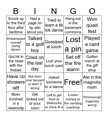 Duke tip (Wake Forrest) Bingo Card