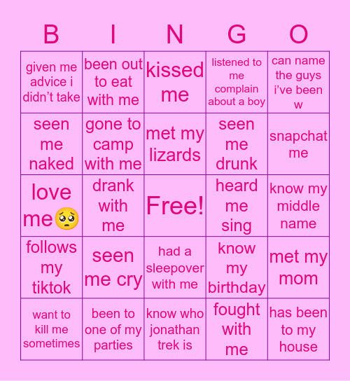 S K Y L E R ‘ S Bingo Card
