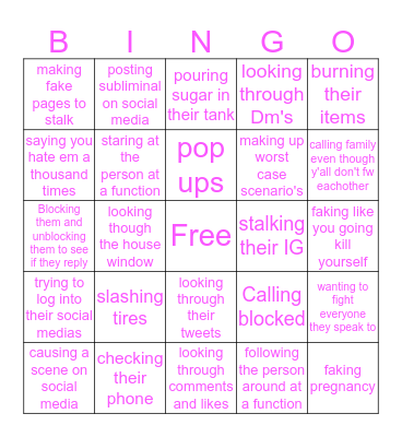 Crazy girl Bingo Card