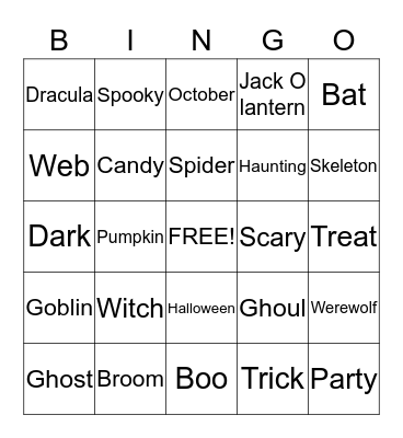 Halloween Bingo Card