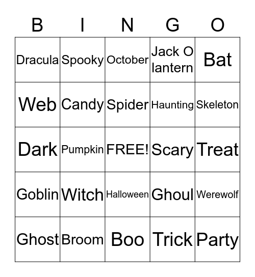 Halloween Bingo Card