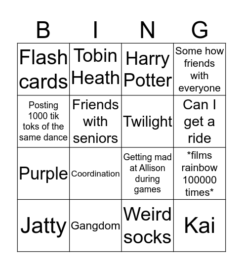 Frankie Bingo Card