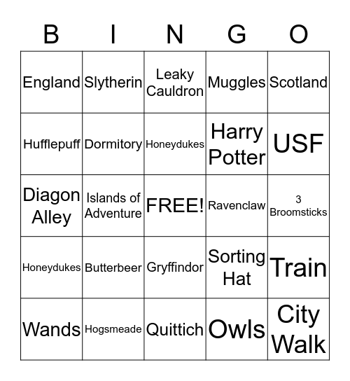 UO Bingo Card