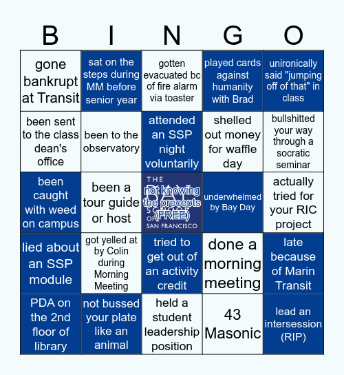 Bay Bingo Card