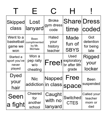 Tech Bing Bingo Card